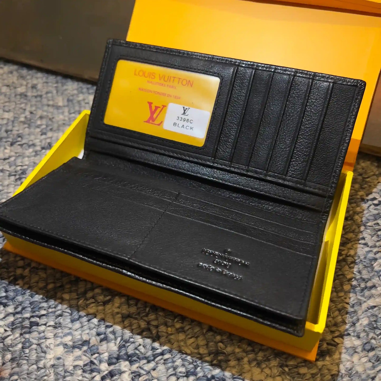 LV-Style Checkered Long Wallet